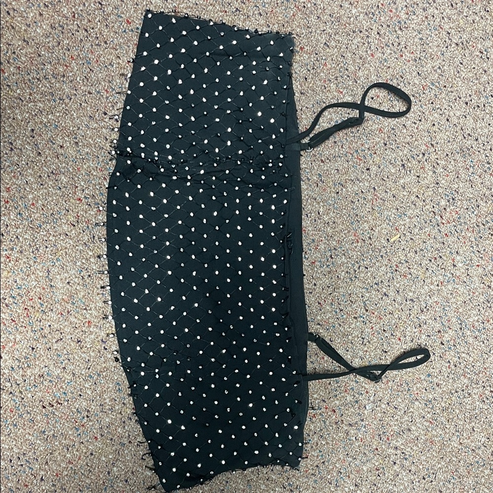 NBD/Resolve Black with Crystals Crop Top, thin straps, zipper on inside(picture)